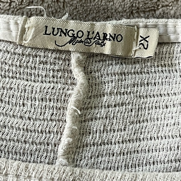 Lungo L'arno Floral Linen Tunic Top Natural Italy Boho Botanical Womans 2X Plus - Picture 9 of 12